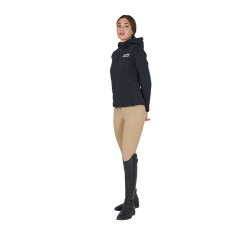 Damen-Kapuzen-Daunenjacke Equestro aus technischem Materialmix Schwarz