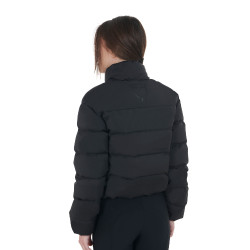 Kurze Damen-Daunenjacke aus Stretchstoff Equestro Schwarz