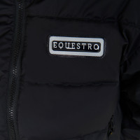 Kurze Damen-Daunenjacke aus Stretchstoff Equestro Schwarz Kurze Damen-Daunenjacke aus Stretchstoff Equestro Schwarz