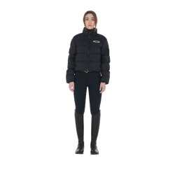 Kurze Damen-Daunenjacke aus Stretchstoff Equestro Schwarz