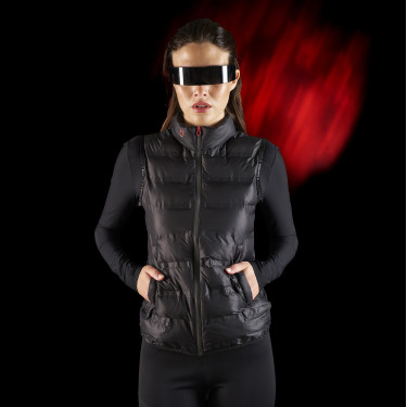 Damenweste Equestro Ridertechnology mit thermoverschweißten Nähten Schwarz