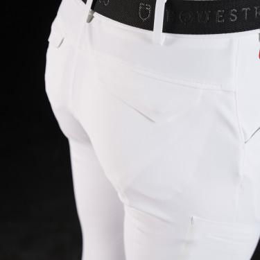 Herrenreithose Equestro Slim Fit Ridertechnology mit thermoverschweißten Nähten Weiß Weiß
