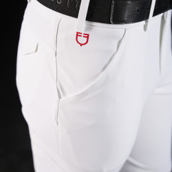 Herrenreithose Equestro Slim Fit Ridertechnology mit thermoverschweißten Nähten Weiß Weiß