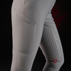 Damen-Slim-Fit-Reithose Equestro Ridertechnology Full Grip Spottdrossel Grau