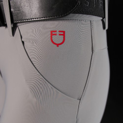 Damen-Slim-Fit-Reithose Equestro Ridertechnology Full Grip Spottdrossel Grau