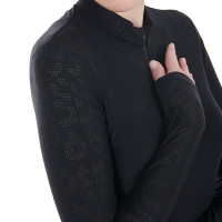 Trainingspolo Damen aus Stretchstoff Equestro Schwarz