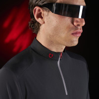 Trainingspolo für Herren Equestro Ridertechnology mit kurzen Ärmeln und Reißverschluss Schwarz