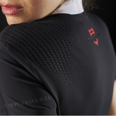 Turnierpolo für Damen Equestro Ridertechnology mit kurzen Ärmeln und Knöpfen Turnierpolo für Damen Equestro Ridertechnology mit kurzen Ärmeln und Knöpfen