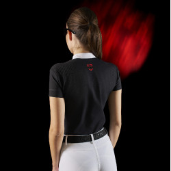 Turnierpolo für Damen Equestro Ridertechnology mit kurzen Ärmeln und Knöpfen Weiß / Schwarz Weiß Turnierpolo für Damen Equestro Ridertechnology mit kurzen Ärmeln und Knöpfen Weiß / Schwarz Weiß