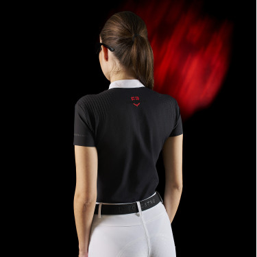 Turnierpolo für Damen Equestro Ridertechnology mit kurzen Ärmeln und Knöpfen Turnierpolo für Damen Equestro Ridertechnology mit kurzen Ärmeln und Knöpfen
