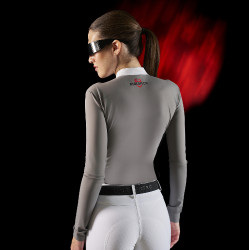 Damen-Turnierpolo Equestro Ridertechnology mit langen Ärmeln und Reißverschluss Spottdrossel Grau Damen-Turnierpolo Equestro Ridertechnology mit langen Ärmeln und Reißverschluss Spottdrossel Grau
