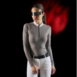 Damen-Turnierpolo Equestro Ridertechnology mit langen Ärmeln und Reißverschluss Spottdrossel Grau Damen-Turnierpolo Equestro Ridertechnology mit langen Ärmeln und Reißverschluss Spottdrossel Grau