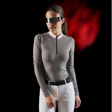 Damen-Turnierpolo Equestro Ridertechnology mit langen Ärmeln und Reißverschluss Damen-Turnierpolo Equestro Ridertechnology mit langen Ärmeln und Reißverschluss