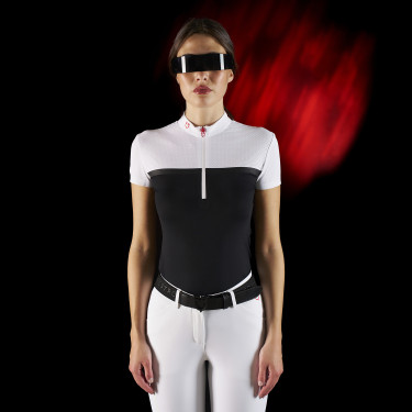 Wettkampf-Poloshirt Damen Equestro Ridertechnology aus perforiertem Stoff