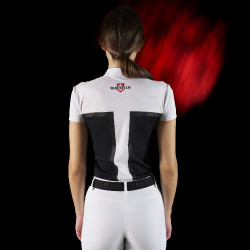 Wettkampf-Poloshirt Damen Equestro Ridertechnology aus perforiertem Stoff Weiß / Schwarz Weiß Wettkampf-Poloshirt Damen Equestro Ridertechnology aus perforiertem Stoff Weiß / Schwarz Weiß