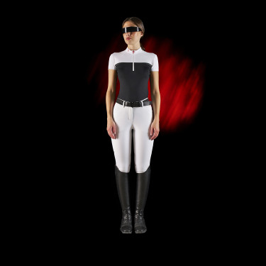 Wettkampf-Poloshirt Damen Equestro Ridertechnology aus perforiertem Stoff Wettkampf-Poloshirt Damen Equestro Ridertechnology aus perforiertem Stoff