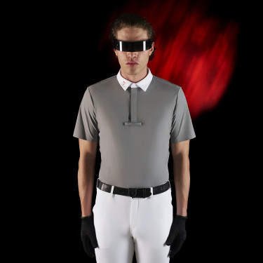 Wettkampfpolo für Herren Equestro Ridertechnology mit kurzen Ärmeln und Knöpfen Wettkampfpolo für Herren Equestro Ridertechnology mit kurzen Ärmeln und Knöpfen