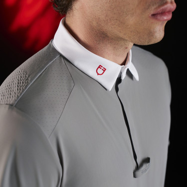 Wettkampfpolo für Herren Equestro Ridertechnology mit kurzen Ärmeln und Knöpfen Wettkampfpolo für Herren Equestro Ridertechnology mit kurzen Ärmeln und Knöpfen