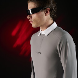 Wettkampf-Poloshirt Herren Equestro Ridertechnology mit langen Ärmeln und Knöpfen Spottdrossel Grau Wettkampf-Poloshirt Herren Equestro Ridertechnology mit langen Ärmeln und Knöpfen Spottdrossel Grau