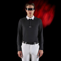 Wettkampf-Poloshirt Herren Equestro Ridertechnology mit langen Ärmeln und Knöpfen Schwarz Wettkampf-Poloshirt Herren Equestro Ridertechnology mit langen Ärmeln und Knöpfen Schwarz