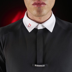 Wettkampf-Poloshirt Herren Equestro Ridertechnology mit langen Ärmeln und Knöpfen Schwarz