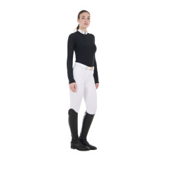 Damen-Slim-Fit-Turnierpolo mit Mesh-Einsätzen Equestro Schwarz