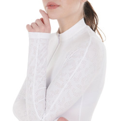 Damen-Slim-Fit-Turnierpolo mit Mesh-Einsätzen Equestro Weiß Weiß Damen-Slim-Fit-Turnierpolo mit Mesh-Einsätzen Equestro Weiß Weiß