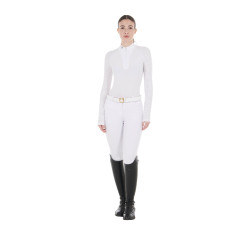 Damen-Slim-Fit-Turnierpolo mit Mesh-Einsätzen Equestro Weiß Weiß Damen-Slim-Fit-Turnierpolo mit Mesh-Einsätzen Equestro Weiß Weiß