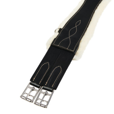 Sprunggurt mit synthetischem Lammfell Equestro Schwarz