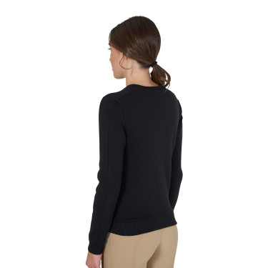 Damen-Rundhals-Sweatshirt mit aufgedrucktem Equestro-Logo Schwarz