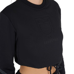 Damen Kurzpullover mit Rundhalsausschnitt Equestro Schwarz