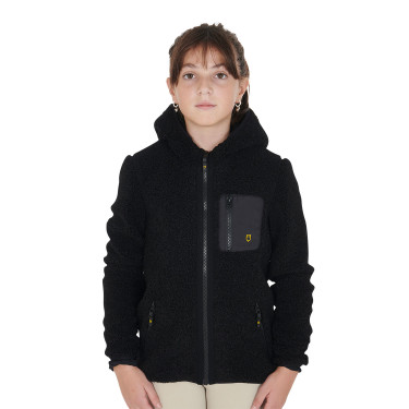 Kinder-Fleece-Sweatshirt mit Reißverschluss Equestro Schwarz