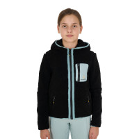 Kinder-Fleece-Sweatshirt mit Reißverschluss Equestro Schwarz / grauer Nebel