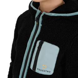 Kinder-Fleece-Sweatshirt mit Reißverschluss Equestro Schwarz / grauer Nebel