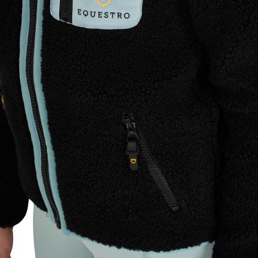 Kinder-Fleece-Sweatshirt mit Reißverschluss Equestro Schwarz / grauer Nebel