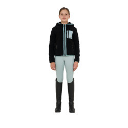 Kinder-Fleece-Sweatshirt mit Reißverschluss Equestro Schwarz / grauer Nebel
