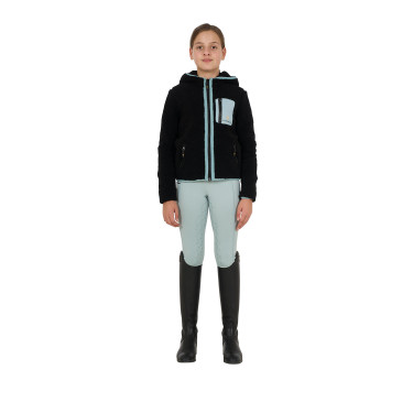 Kinder-Fleece-Sweatshirt mit Reißverschluss Equestro Schwarz / grauer Nebel