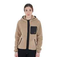 Damen-Fleece-Sweatshirt mit Tasche Equestro Weihrauch Beige