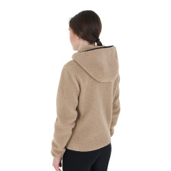 Damen-Fleece-Sweatshirt mit Tasche Equestro Weihrauch Beige