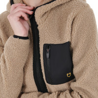 Damen-Fleece-Sweatshirt mit Tasche Equestro Weihrauch Beige Damen-Fleece-Sweatshirt mit Tasche Equestro Weihrauch Beige