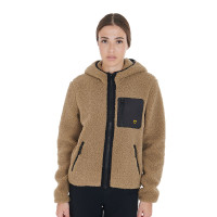 Damen-Fleece-Sweatshirt mit Tasche Equestro Weihrauch Beige