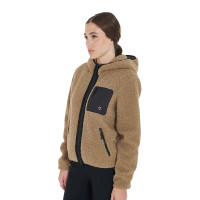 Damen-Fleece-Sweatshirt mit Tasche Equestro Weihrauch Beige
