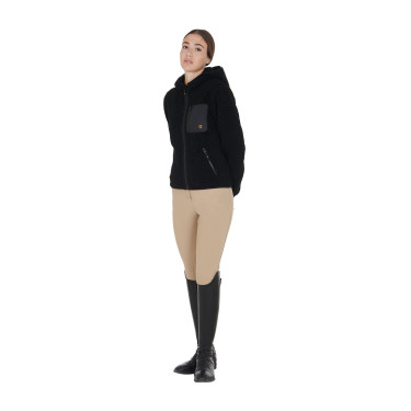Damen-Fleece-Sweatshirt mit Tasche Equestro Schwarz