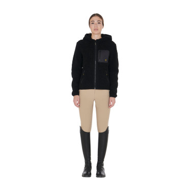 Damen-Fleece-Sweatshirt mit Tasche Equestro Schwarz