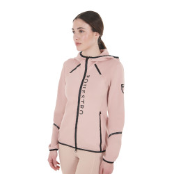 Damen-Technik-Sweatshirt aus Jersey mit Reißverschluss Equestro Rosen-Cameo Rosa