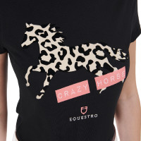 Damen-T-Shirt aus Baumwolle Crazy Horse Equestro Schwarz