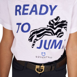 Equestro T-Shirt aus Baumwolle für Mädchen Ready To Jump Weiß Weiß Equestro T-Shirt aus Baumwolle für Mädchen Ready To Jump Weiß Weiß