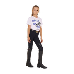 Equestro T-Shirt aus Baumwolle für Mädchen Ready To Jump Weiß Weiß Equestro T-Shirt aus Baumwolle für Mädchen Ready To Jump Weiß Weiß