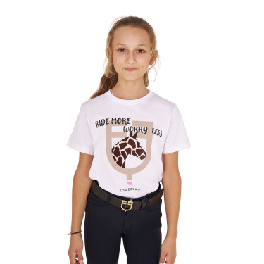 T-Shirt Equestro aus Baumwolle für Mädchen Ride More Worry Less T-Shirt Equestro aus Baumwolle für Mädchen Ride More Worry Less