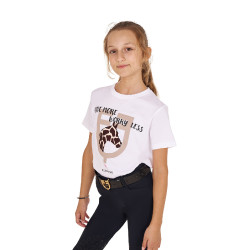 T-Shirt Equestro aus Baumwolle für Mädchen Ride More Worry Less Weiß Wei&amp;amp;amp;amp;amp;szlig;